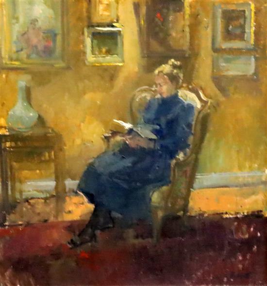 Peter Cuhfeld (b.1952) Sue Reading 16 x 15in., New Grafton Gallery label verso